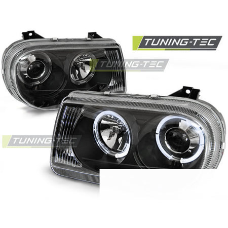 Fari Anteriori Angel Eyes Neri per Chrysler 300C (2005-2010)