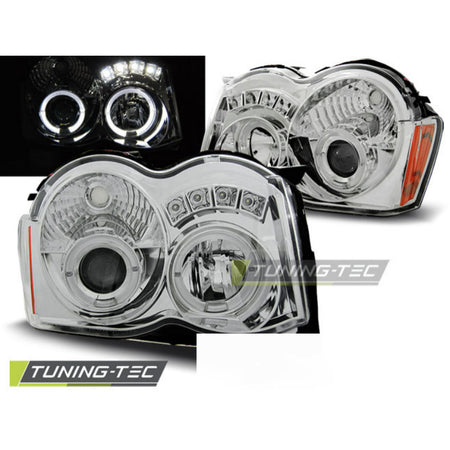 Jeep Grand Cherokee 08-10 Angel Eyes Cromato Fari Anteriori LED Cromo