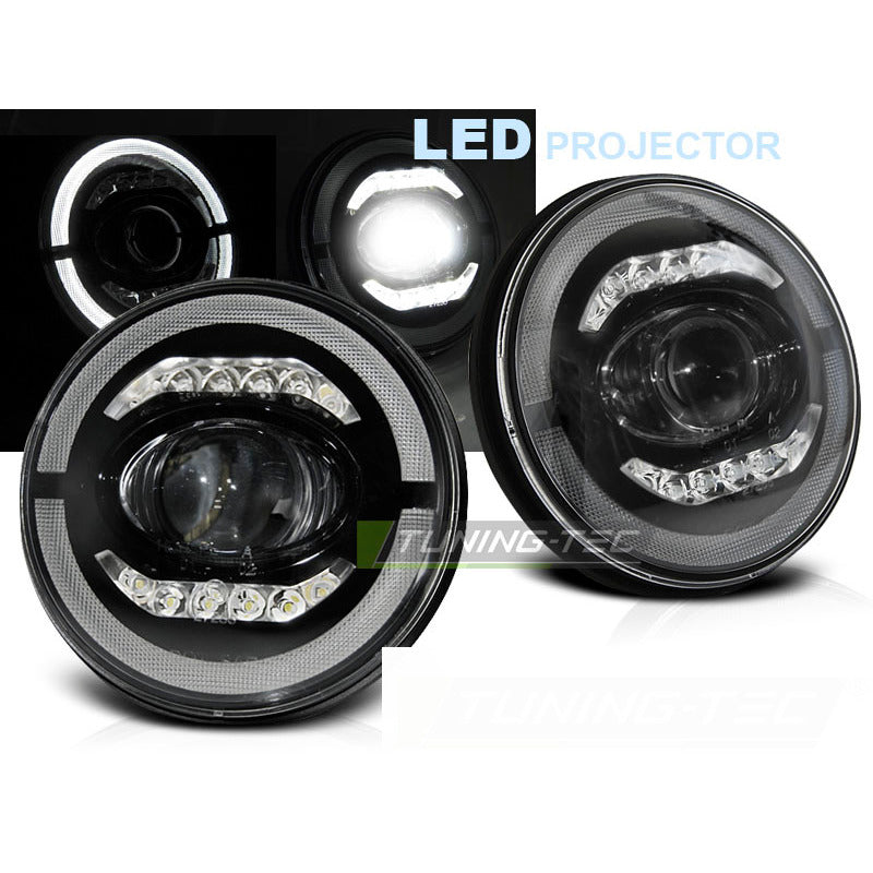 Jeep Wrangler Tj/ Lj/ Jk 96-18 Angel Eye LED Nero Anteriore Luci a LED Nere