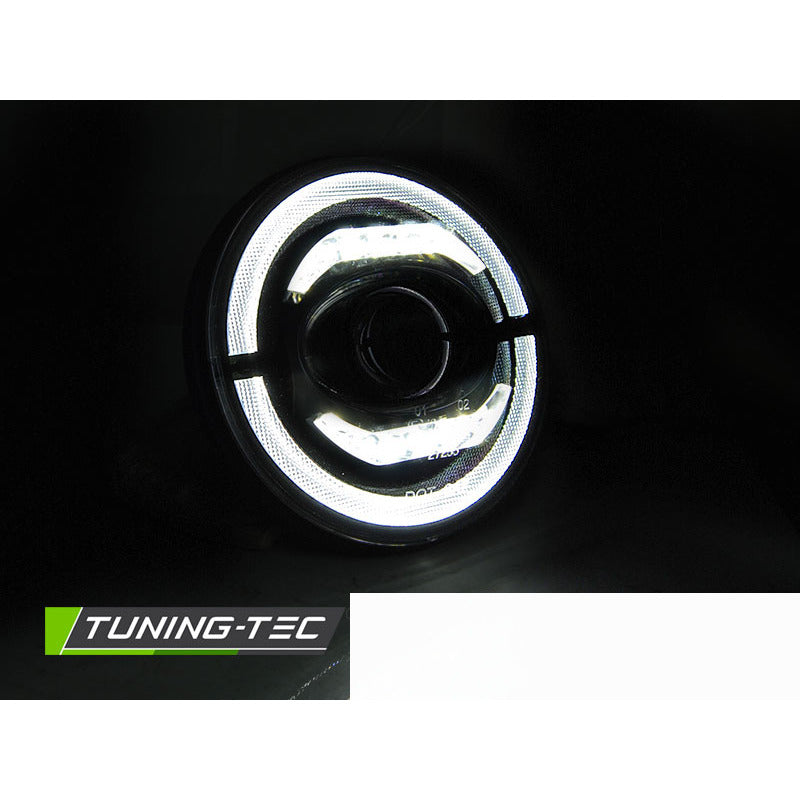 Jeep Wrangler Tj/ Lj/ Jk 96-18 Angel Eye LED Nero Anteriore Luci a LED Nere