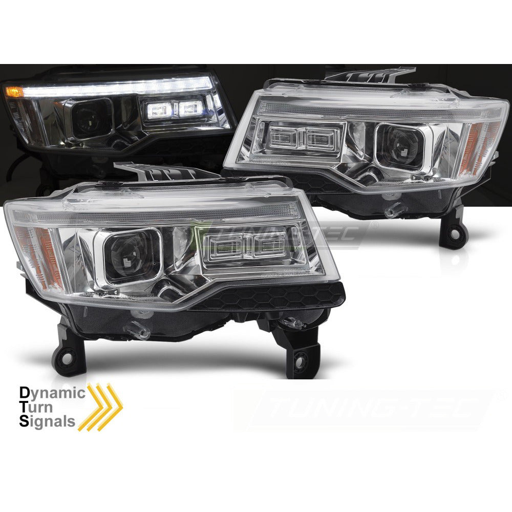 Jeep Grand Cherokee 14-21 Luci a Tubo Cromate Sequenziali per Esterni
