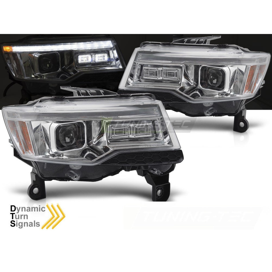 Jeep Grand Cherokee 14-21 Luci a Tubo Cromate Sequenziali per Esterni