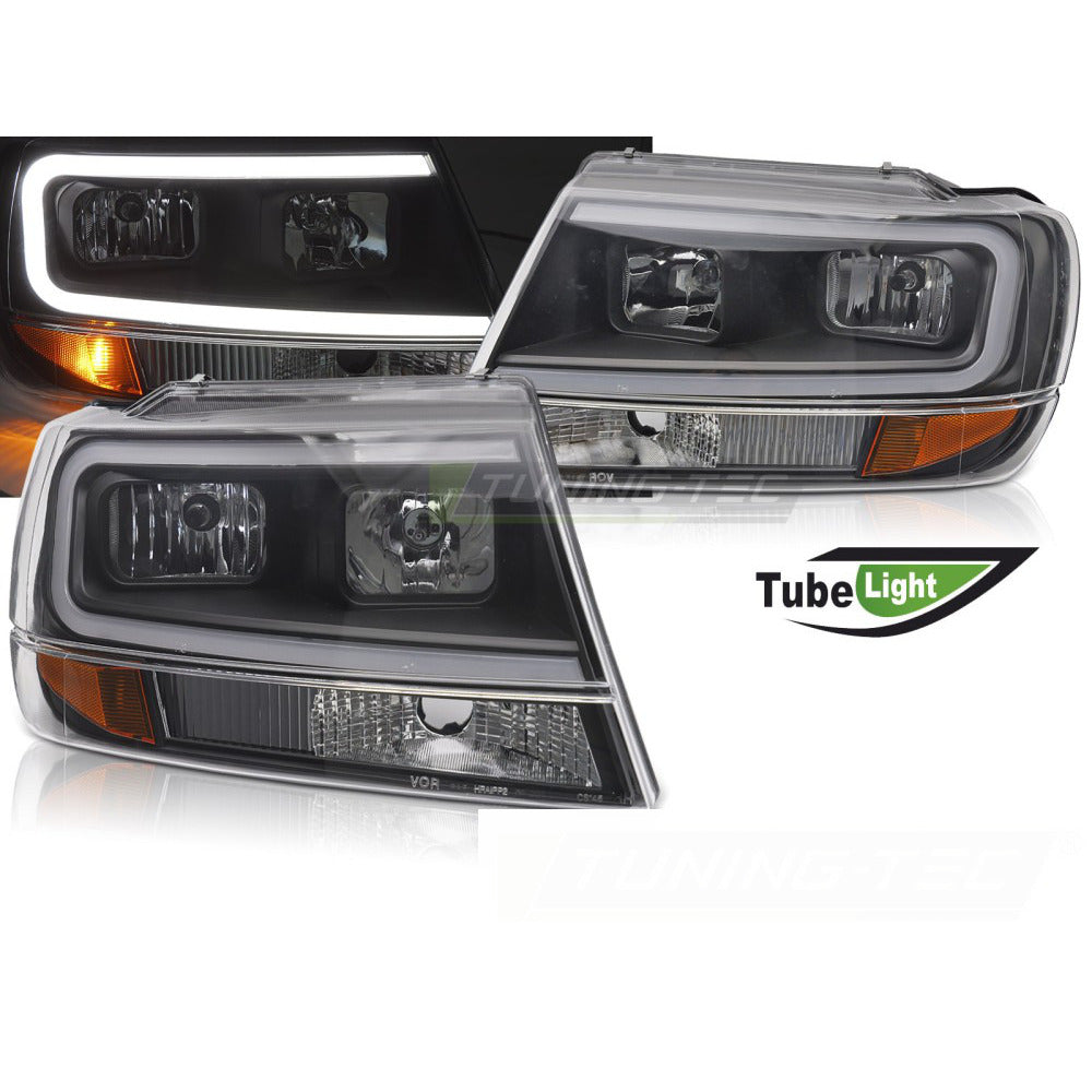 Fari Anteriori Tubolari Neri per Jeep Grand Cherokee (99-05)
