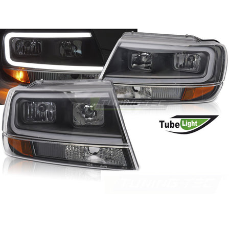 Fari Anteriori Tubolari Neri per Jeep Grand Cherokee (99-05)