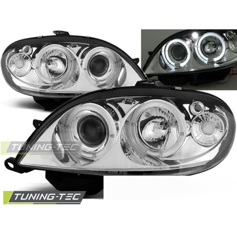 Citroen Saxo 09.99-06.03 Angel Eyes Cromato Fari Anteriori Luci LED