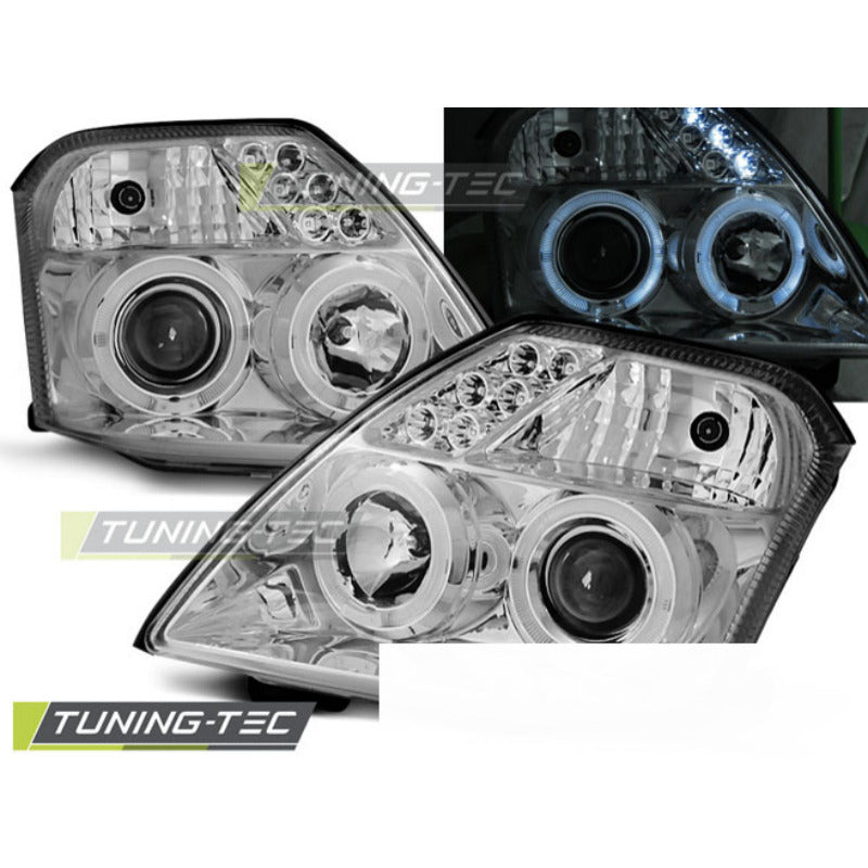 Citroen C2 03-10 Angel Eyes Cromato Fari Anteriori a LED Luci Diurne