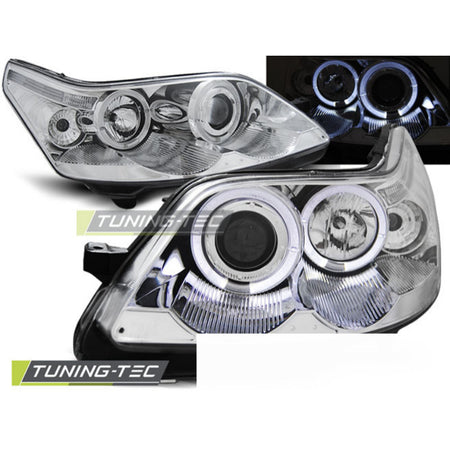 Citroen C4 04-10 Angel Eyes Cromato Fari Anteriori LED con Cornice Cromo