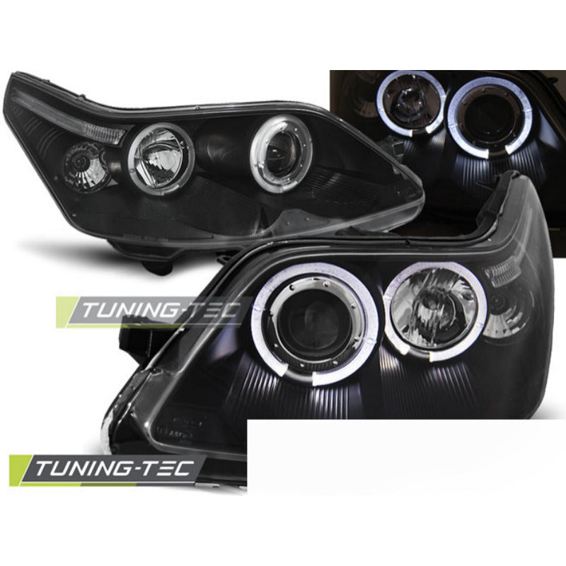 Citroen C4 04-10 Angel Eyes Nero con Luci a LED per Fari Anteriori Auto
