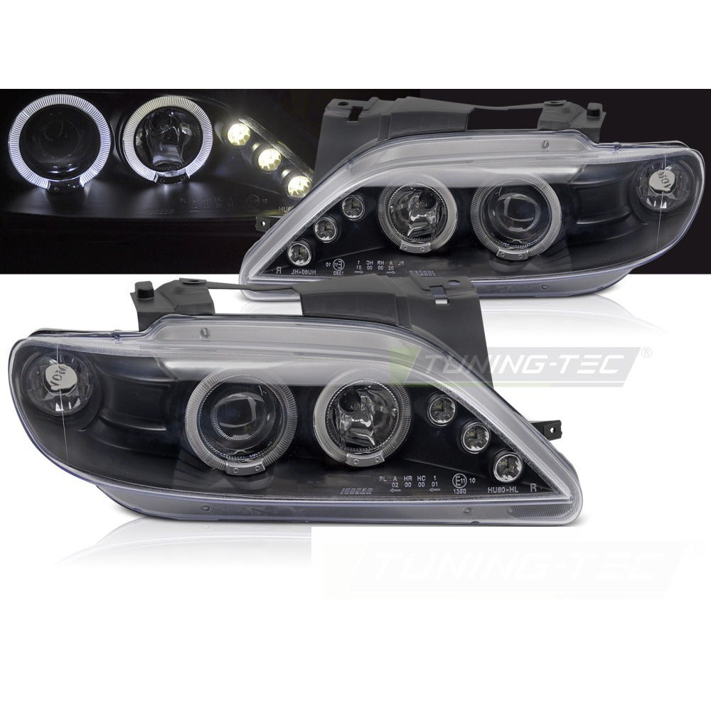 Citroen Xsara 97-00 Angel Eyes Nero Fanali Anteriori LED Fumè 2 Pezzi
