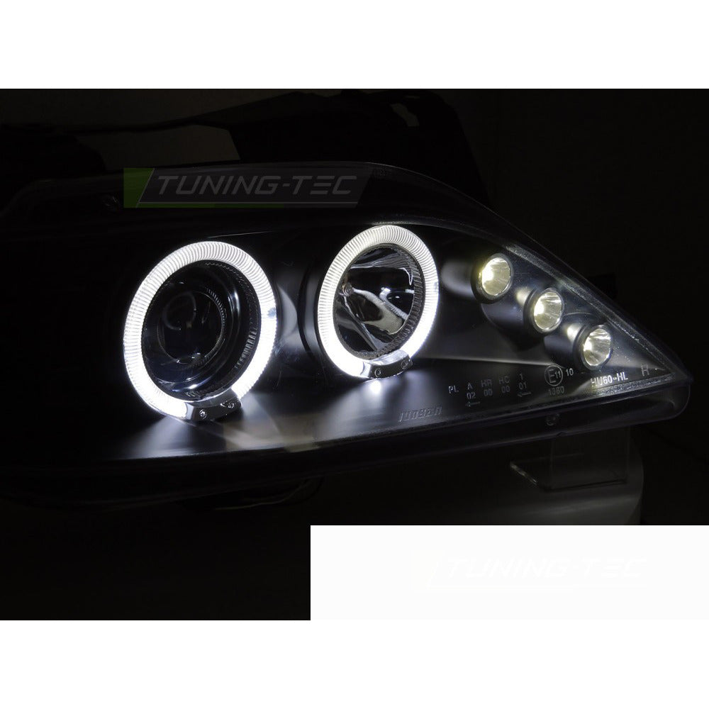 Citroen Xsara 97-00 Angel Eyes Nero Fanali Anteriori LED Fumè 2 Pezzi