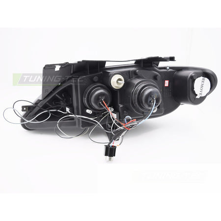 Citroen Xsara 97-00 Angel Eyes Nero Fanali Anteriori LED Fumè 2 Pezzi