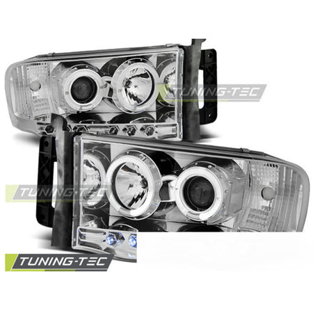 Dodge Ram 02-06 Angel Eyes Cromato Fari Anteriori a LED Universali