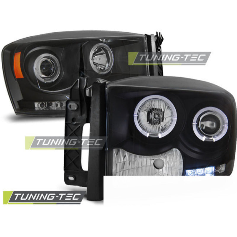 Dodge Ram 06-08 Angel Eyes Nero Fari Anteriori LED Universali Design