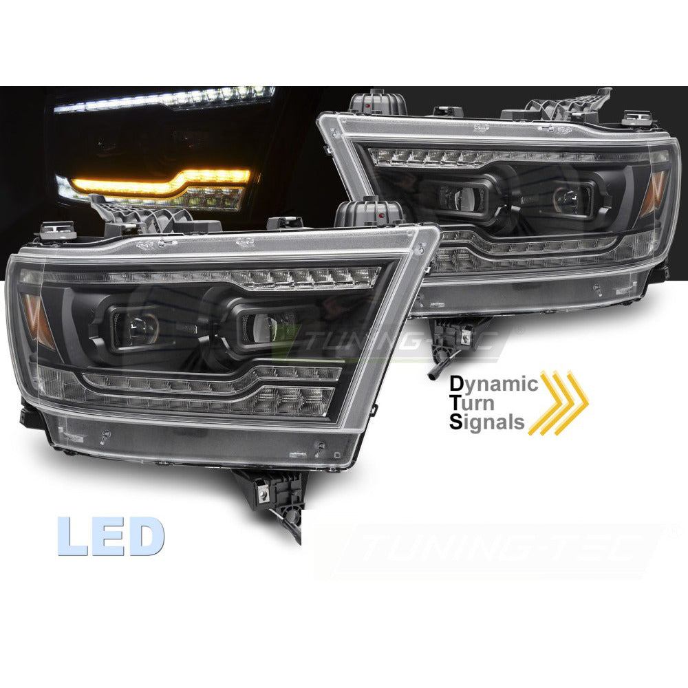 Full LED Fari Nero per Dodge Ram 2019-2022 - Fanali Anteriori Neri