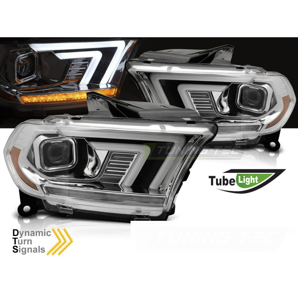 Fari Cromato Tube Sequenziali per Dodge Durango (2010-2013) - Fanali Anteriori