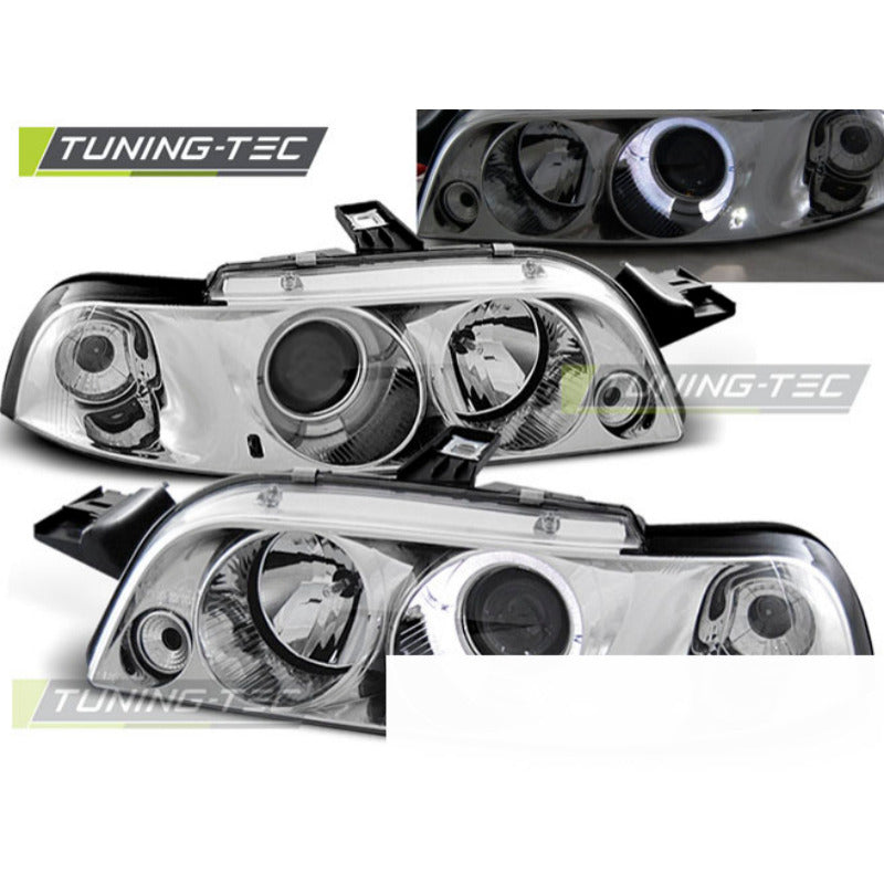 Fiat Punto 1 11.93-09.99 Angel Eyes Cromato Fari Anteriori LED Luci Diurne