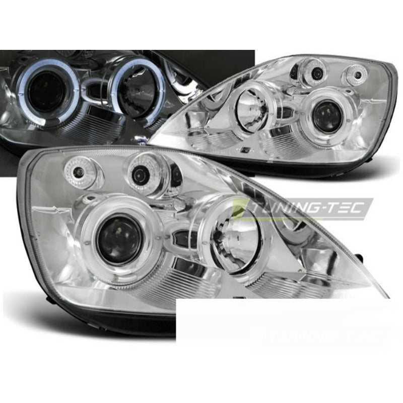 Ford Fiesta MK6 05.02-08.05 Fanali Angel Eyes Cromato Anteriore Sinistro Destro