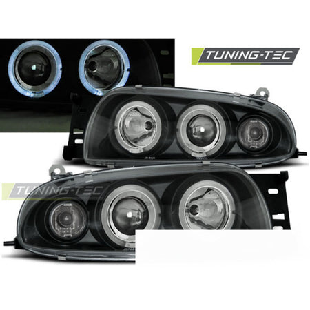 Ford Fiesta MK4 10.95-08.99 Fanali Angel Eyes Neri Anteriori LED