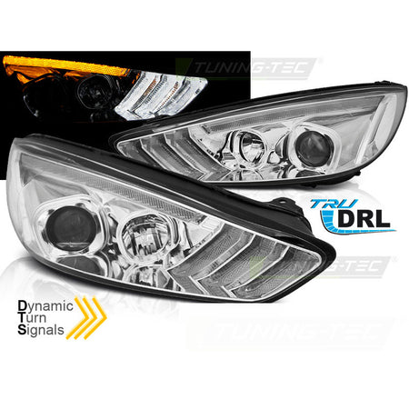 Ford Focus MK3 15-18 Indicatori Sequenziali LED DRL Cromati