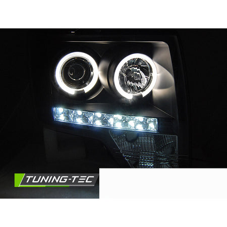 Ford F150 08-14 Fanali Angel Eyes Neri per MK12, Luci Anteriori LED