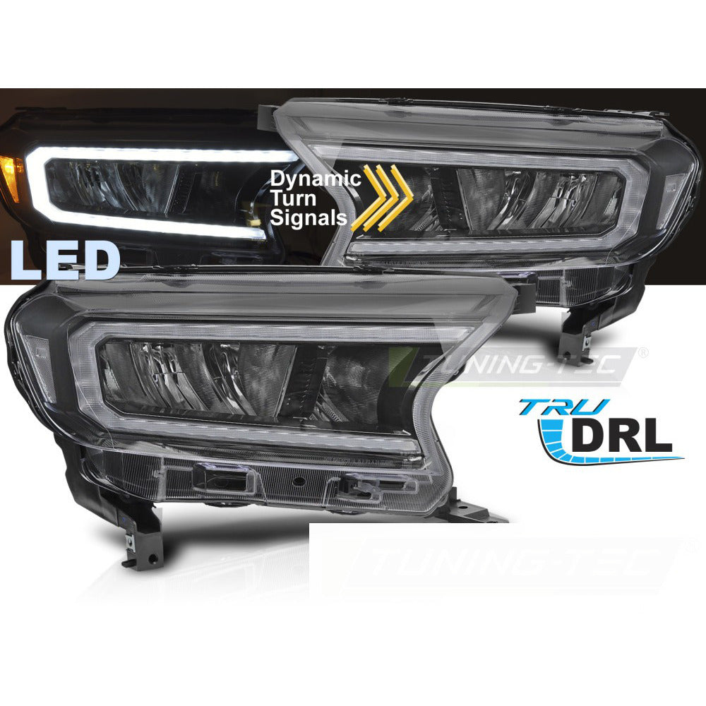 LED Fari Nero per Ford Ranger V (2016-2022) Fari Anteriori Neri