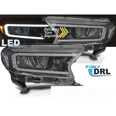 LED Fari Nero per Ford Ranger V (2016-2022) Fari Anteriori Neri