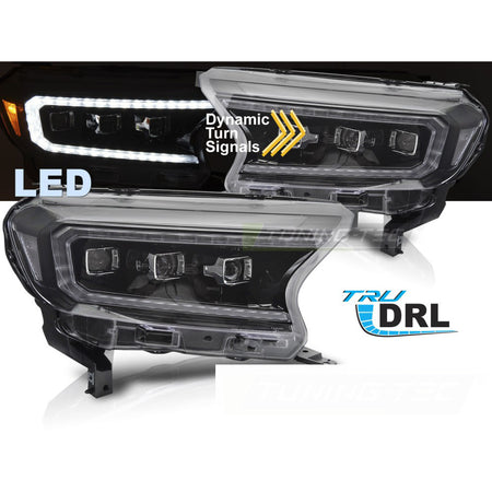 Fari Anteriori LED Neri per Ford RANGER V (2016-2022)