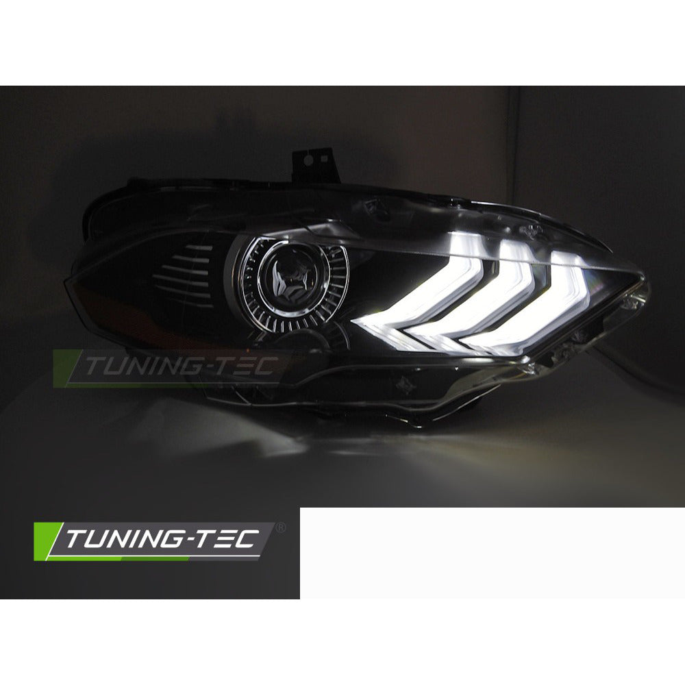 Fari Anteriori LED Neri con Luci Diurne per Ford Mustang 18-21