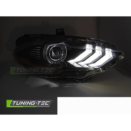 Fari Anteriori LED Neri con Luci Diurne per Ford Mustang 18-21