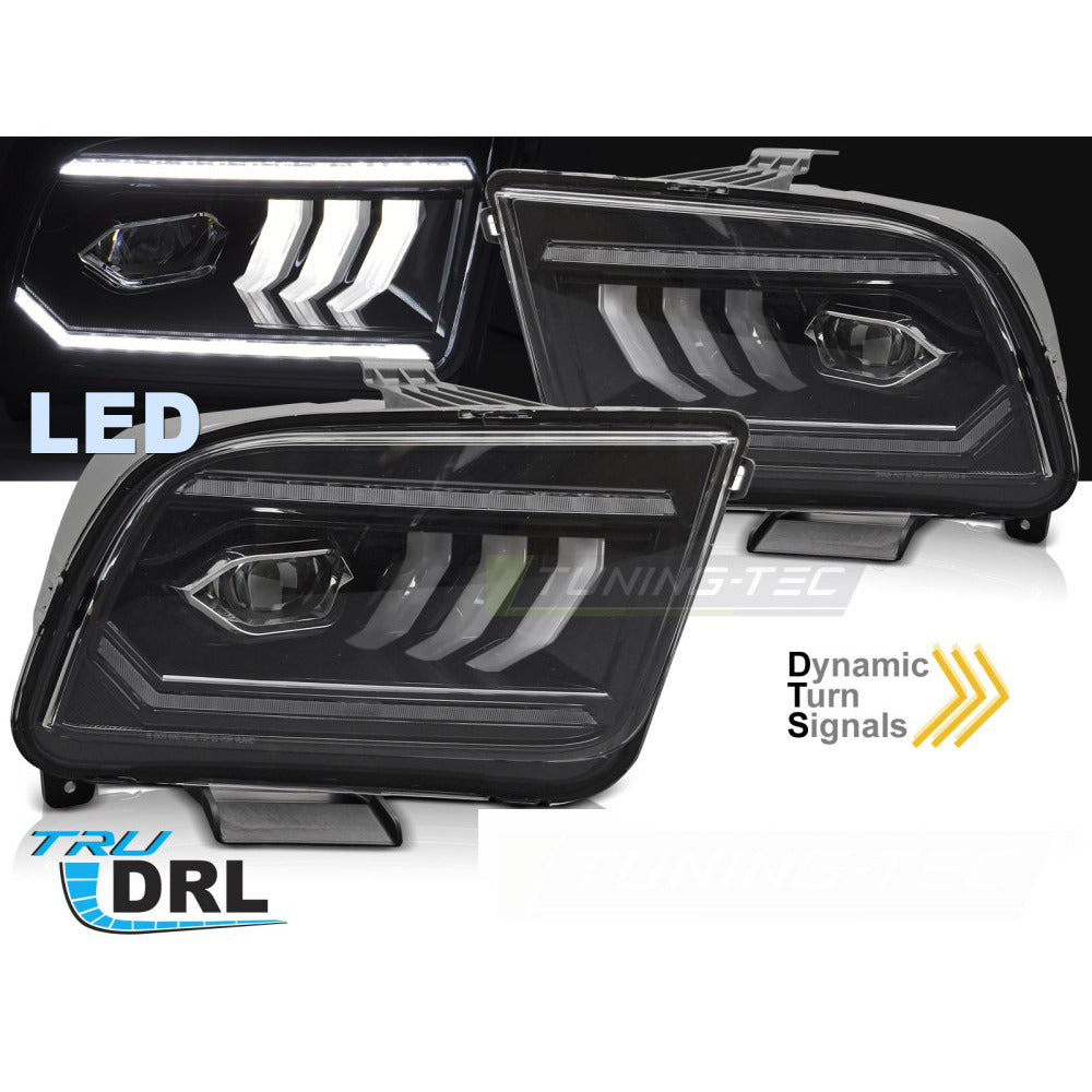 Fari Tube LED Nero per Ford Mustang (2004-2009) - Fanali Anteriori