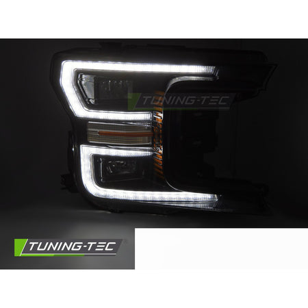 LED Fari Nero DRL Sequenziali per Ford F150 MK13 (2017-2020) Luci Diurne
