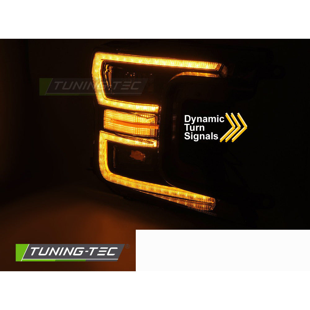 LED Fari Nero DRL Sequenziali per Ford F150 MK13 (2017-2020) Luci Diurne
