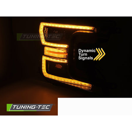 LED Fari Nero DRL Sequenziali per Ford F150 MK13 (2017-2020) Luci Diurne