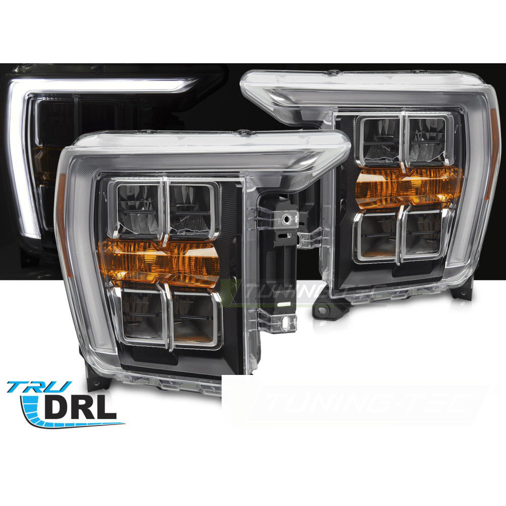 Fari Nero DRL per Ford F150 MK14 (2020-2023) con Luci Diurne