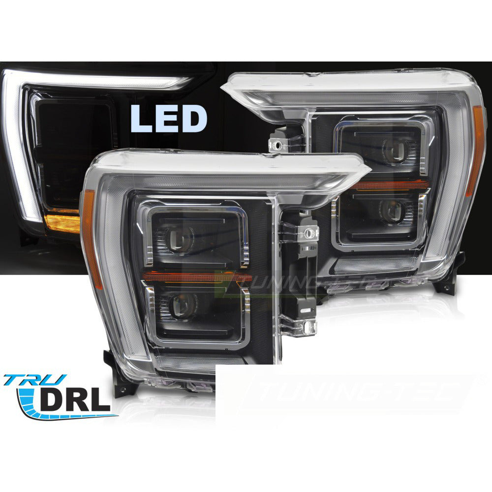 Fari Anteriori LED Neri con Luci Diurne per Ford F150 MK14 (2020-2023)