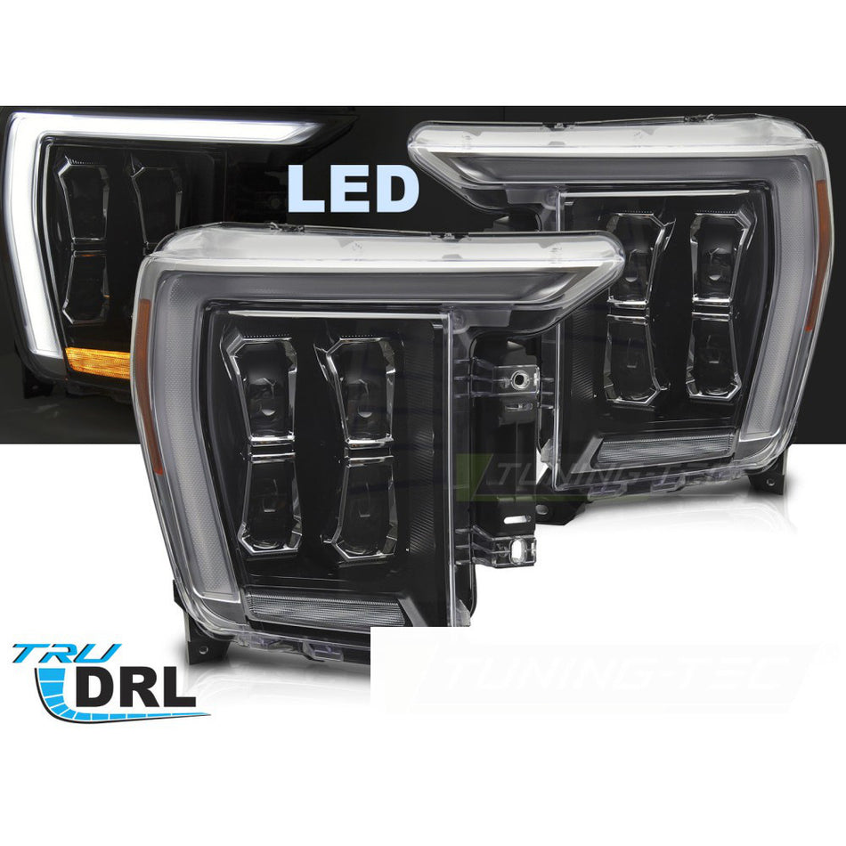 LED Fari Nero per Ford F150 MK14 (anni 2020-2023) Fanali Neri