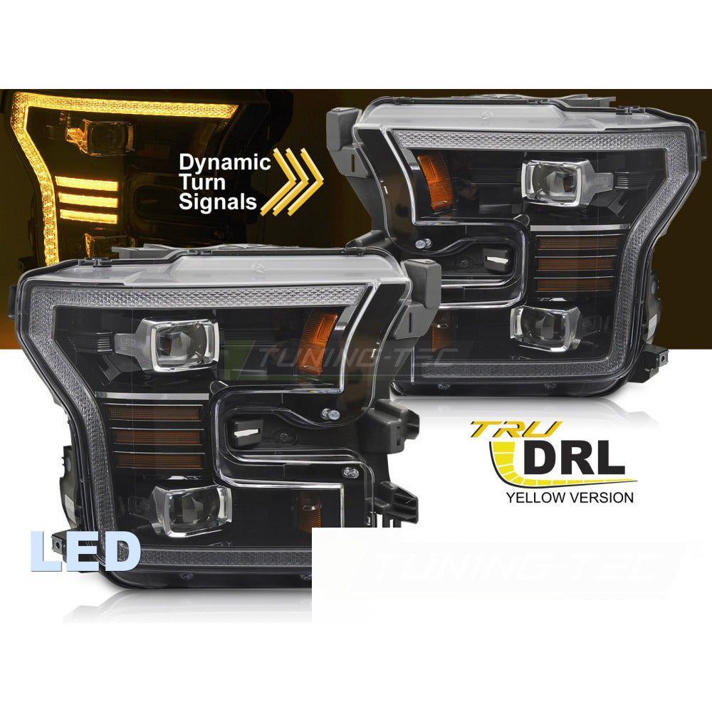 Fari Anteriori LED Neri per Ford F150 MK13 (2014-2017)