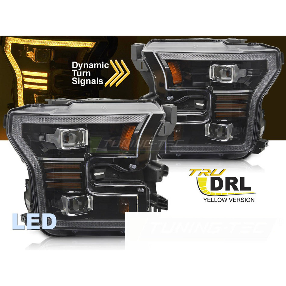 Fari Anteriori LED Neri per Ford F150 MK13 (2014-2017)