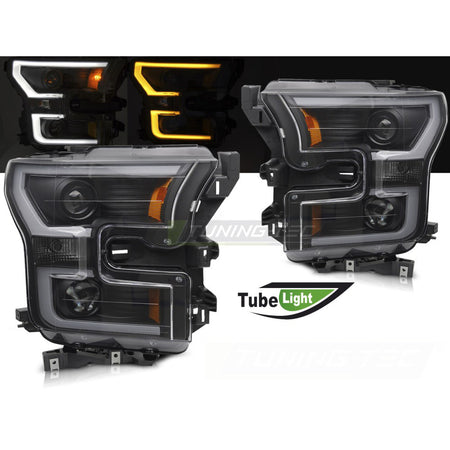 Fari Tube Luce Doppia Nera per Ford F150 MK13 (2014-2017)