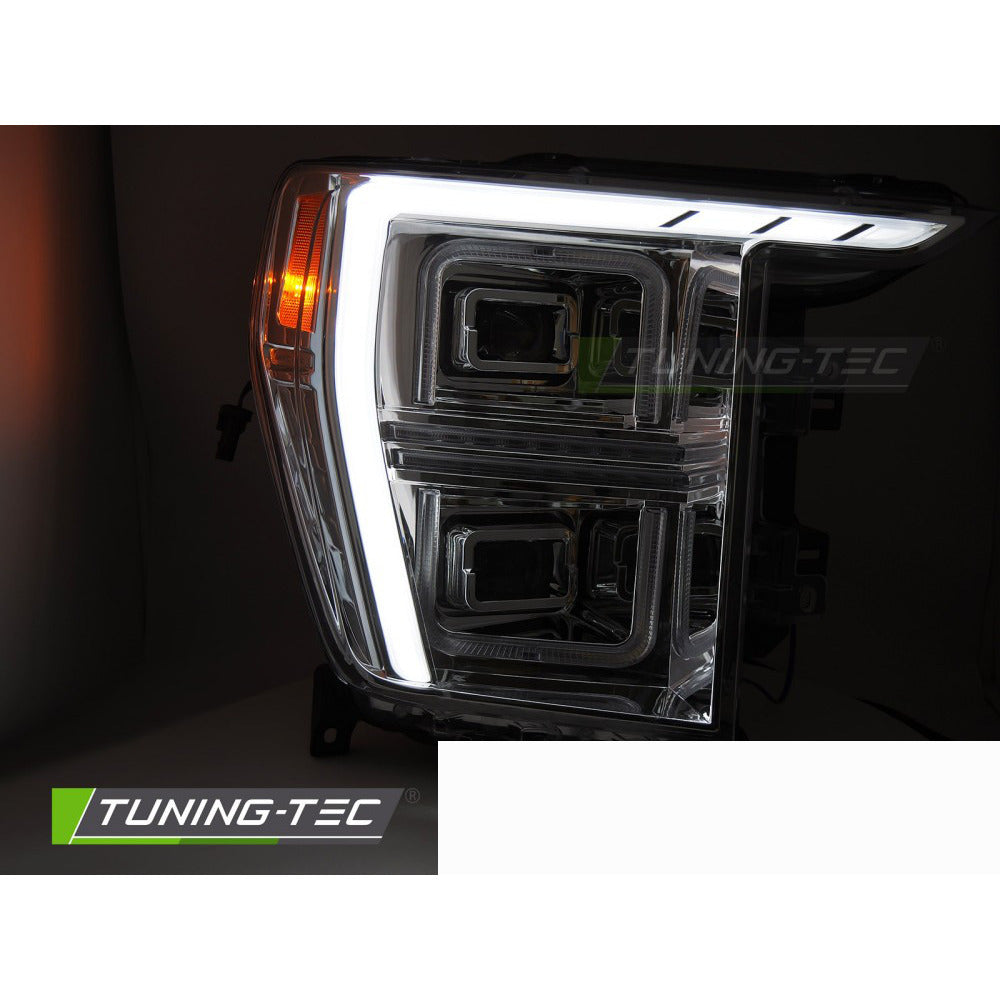 LED Fari Tube Cromato per Ford F150 MK14 (2020-2023) Anteriore 2 Pezzi