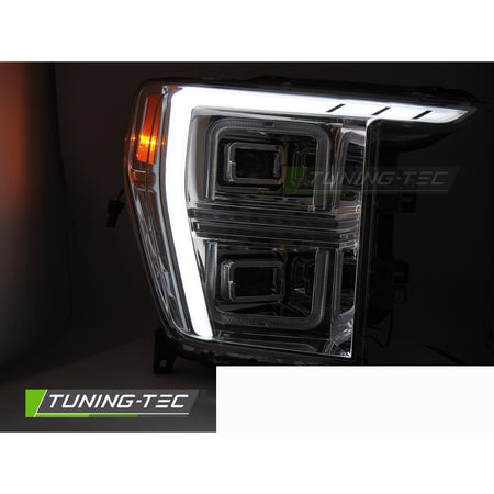 LED Fari Tube Cromato per Ford F150 MK14 (2020-2023) Anteriore 2 Pezzi