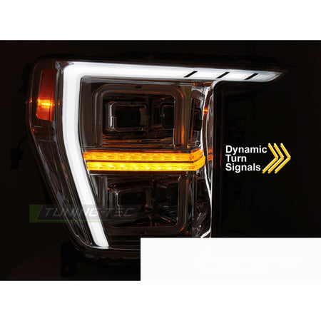 LED Fari Tube Cromato per Ford F150 MK14 (2020-2023) Anteriore 2 Pezzi