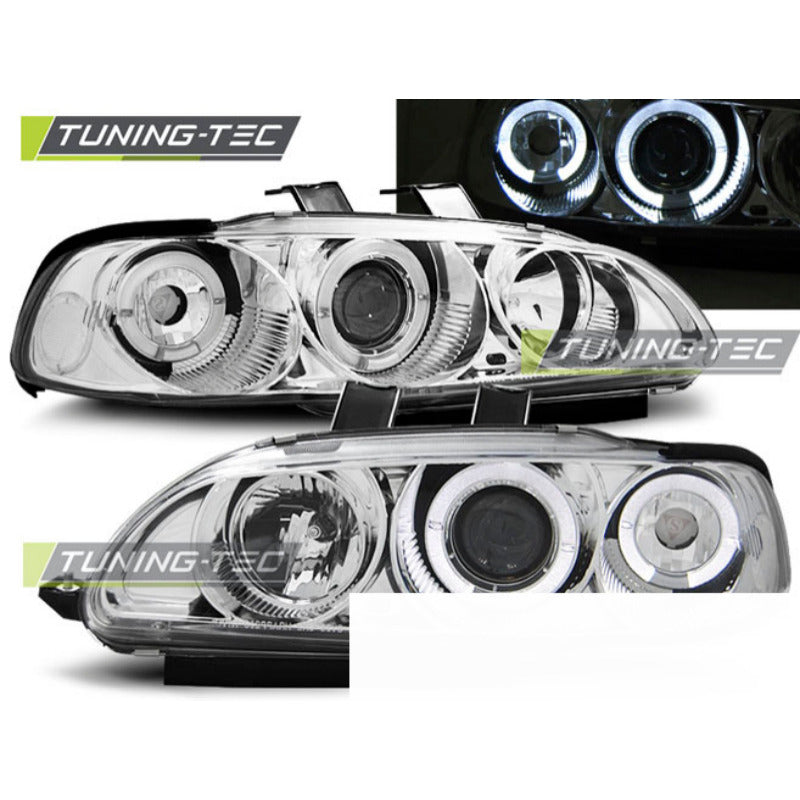 Honda Civic 09.91-08.95 2D/3D Angel Eyes Cromato Fari Anteriori Luci LED