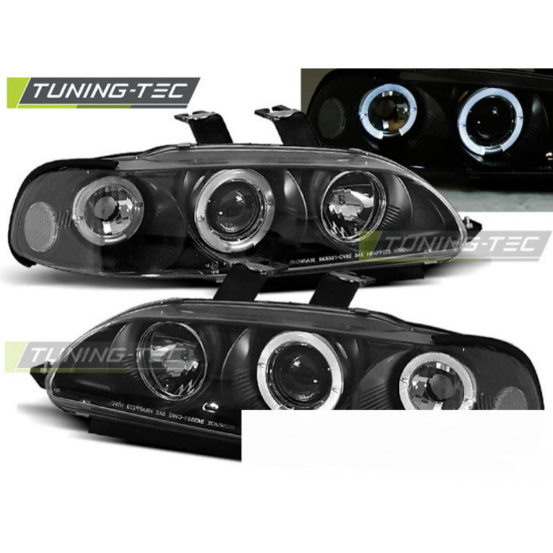 Honda Civic 09.91-08.95 2D/3D Fanali Angel Eyes Neri Fari Anteriori