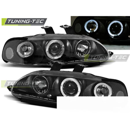 Honda Civic 09.91-08.95 4D Fanali Angel Eyes Neri per Tuning Auto