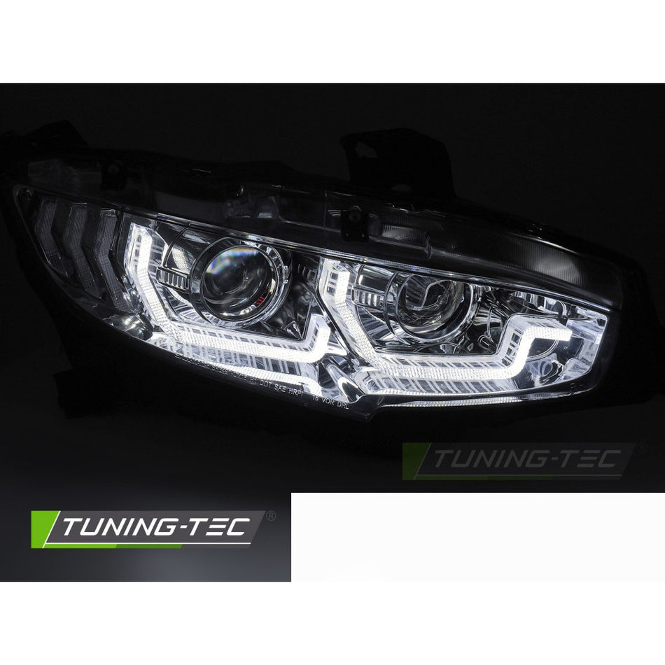 Fari Cromato DRL Sequenziali per Honda Civic X (anni 16-21) Luci Diurne