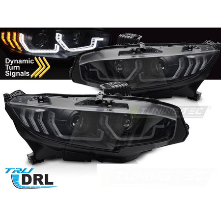 Fari Nero DRL Sequenziali per Honda Civic X (2016-2021) Luci Diurne