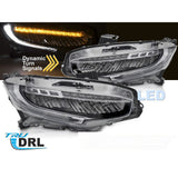 Full LED Fari Nero per Honda Civic X (2016-2021) Fari Anteriori Neri