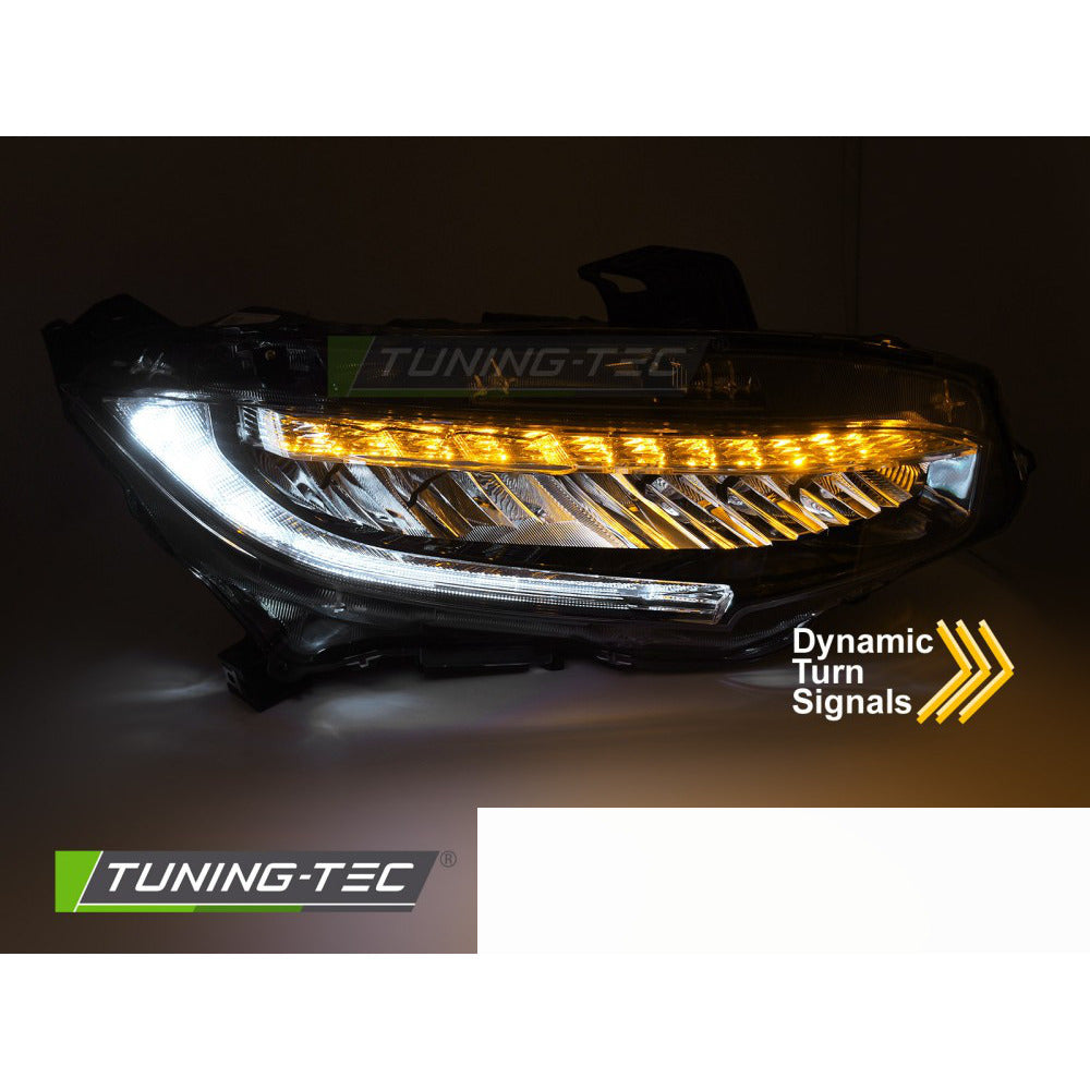 Full LED Fari Nero per Honda Civic X (2016-2021) Fari Anteriori Neri