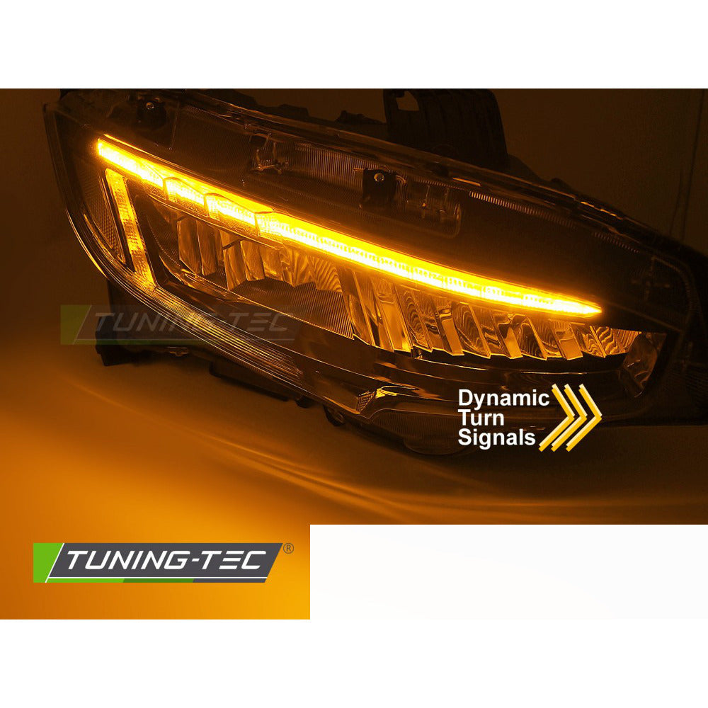 Full LED Fari Nero per Honda Civic X (2016-2021) Fari Anteriori Neri